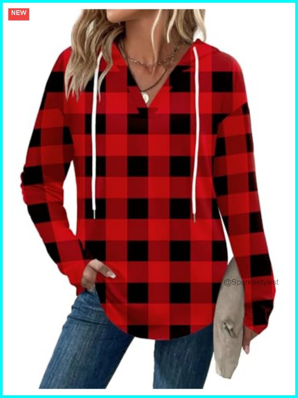 Women's Long Sleeve V Neck Pullover Hoodie Sweatshirt Loose Casual Top